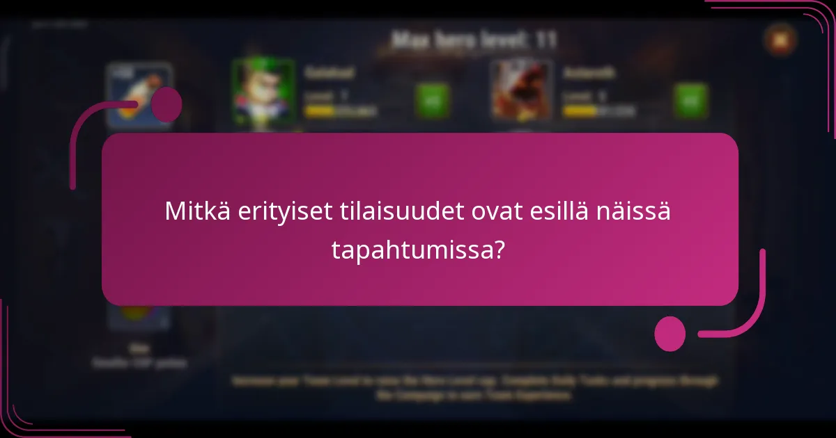 Mitkä erityiset tilaisuudet ovat esillä näissä tapahtumissa?